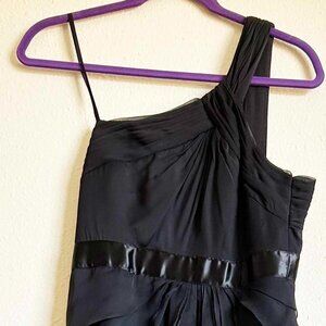 Adrianna Papell One-Shoulder Black Long Dress